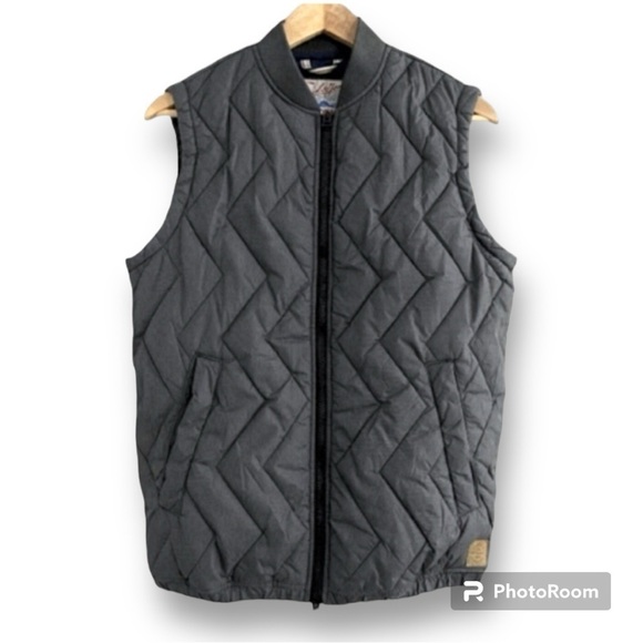 Jack and Jones Puffer Vest Chevron Quilted Nylon Grey Size M - Picture 1 of 17